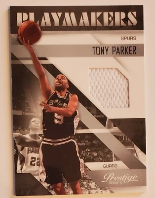 2010-11 Prestige Tony Parker Playmaker Game Worn Jersey Swatch #/249 Spurs - Image 1 of 2
