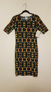 《Lula Roe》BLACK•COLORFUL STAR PRINT•SHORT SLEEVE•WOMENS SIZE (S) SMALL - Picture 1 of 11