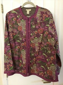 Appleseeds Blazer mit Knopfleiste fuchsiafarbener Blumenmuster - Größe 2X - neu - Bild 1 von 6