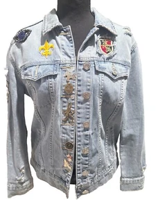 True Religion Denim Jacket distressed buttons $300 - Picture 1 of 15