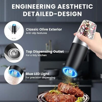 Electric Salt Grinder with Adjustable Coarseness Automatic Salt or Pepper Mill - image 1 of 4