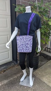 Purple Ribbons on White Tote Bag - Picture 1 of 4