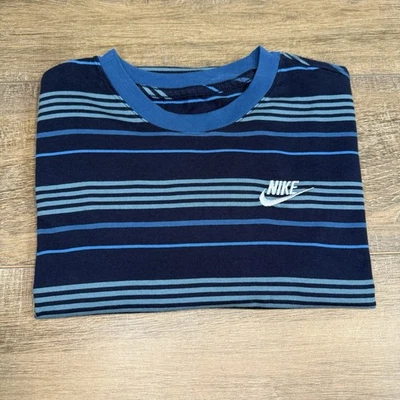 Nike Boys 10-12 Striped T-Shirt Size (L/XL) Slim Cotton Blue Flawless B19 - Image 1 of 4