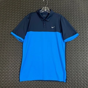 Nike Golf blau zweifarbig Polo Active 1/4 Knopfleiste Kurzarm Shirt Herren Small - Bild 1 von 8