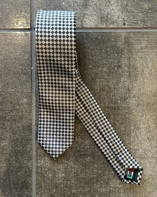 Brand Q Tie Black/White Checkered Pattern Made in Italy - Изображение 1 из 4