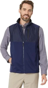 NEW Vineyard Vines Mens Fairhaven Golf Vest Houndstooth Tooth Navy Blue Medium - Picture 1 of 14