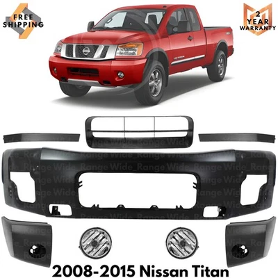 Front Bumper Face Bar Paintable Steel & Lower Grille For 2008-2015 Nissan Titan - Image 1 of 4