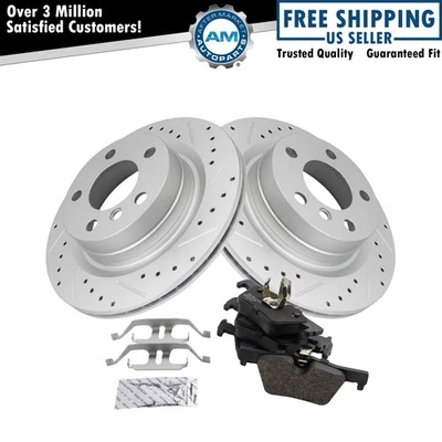 Performance Rear Brake Pad & Rotor Kit Ceramic Premium G-Coated Fits BMW - Image 1 of 4