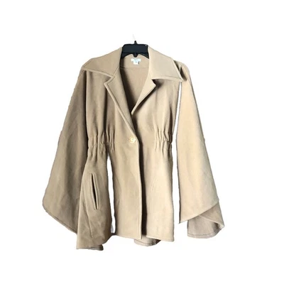 Foley Brand Coat Women’s Small Notched Collar Wool Elastic Waist Poncho STAINED* - Image 1 of 4