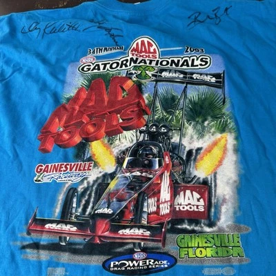 Camiseta De Colección NHRA Brandon Bernstein & Doug Kalitta Firmada 2003 Gatornationals Foto 1 de 4