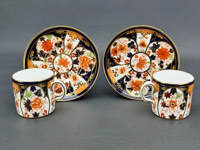2 x Royal Crown Derby Imari 6041 Peony Rose Coffee Cup Can and Saucer 1933 - image 1 of 4