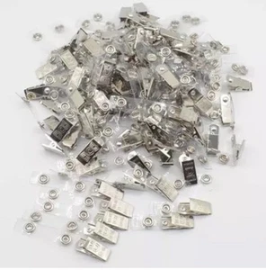 100 Pcs Metal Badge Clips with Clear PVC Straps for ID Cards Name Tag Work Badge - Picture 1 of 3