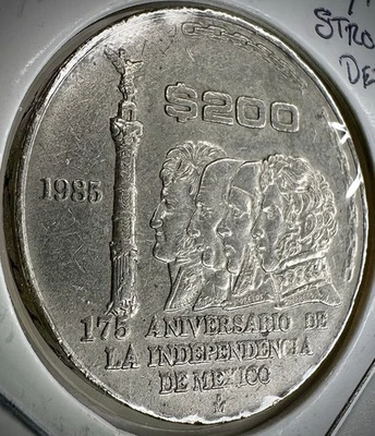 1985 Mexico U.S. 200 Pesos, 175th Anniversary Of Independence, Rare A.U. Details - Image 1 of 2