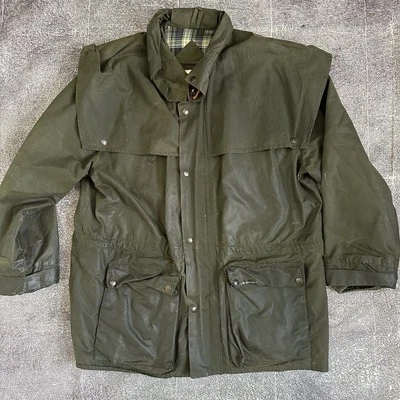 Men's Vintage Outback Trading Co Forest Green Oilskin Waxed Canvas Jacket Sz L - Image 1 of 4