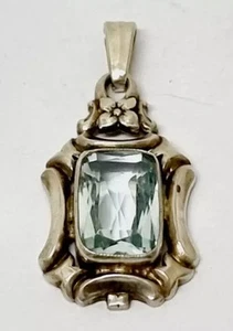 D0469 - Floraler 835er Silber Anhänger - facettierter Spinell - um 1910 - 3,88 g - Bild 1 von 5