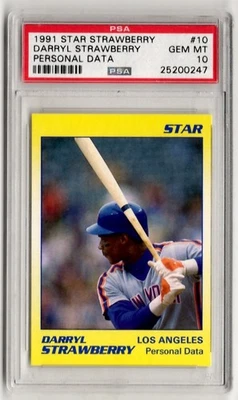 PSA 10 达里尔草莓 1991 年明星 #10,流行 4,洛杉矶道奇队,纽约大都会队 — 第 1/2 张图片