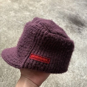 Vintage Diesel Brimmed Beanie Burgundy Made in Italy One Size - Bild 1 von 5