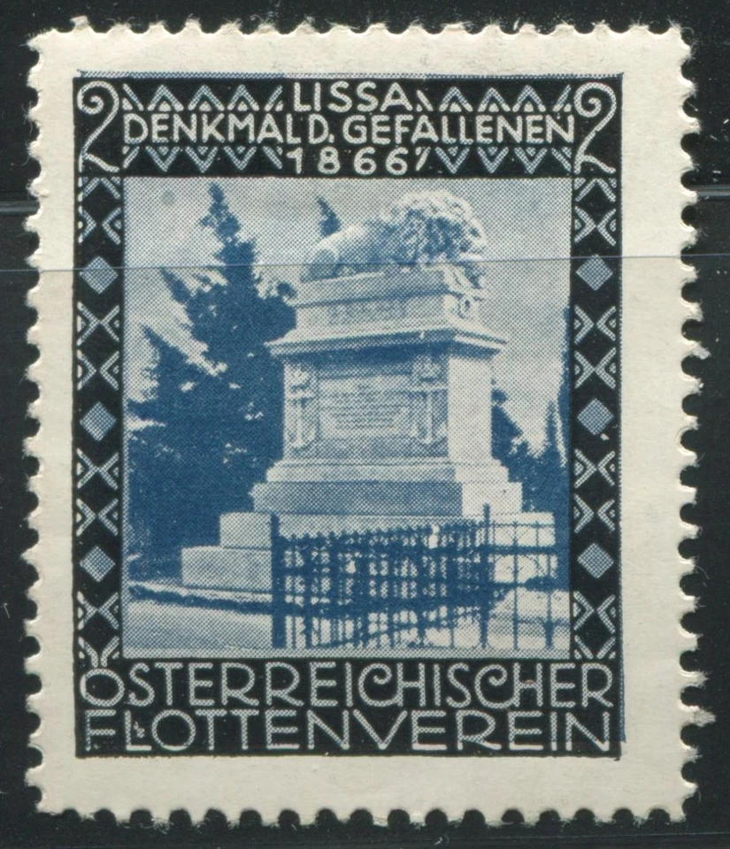 Austria WWI Navy Flottenverein Battle of Lissa 1866 Lion Monument Stamp - Image 1 of 1
