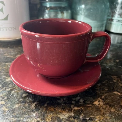 Homer Laughlin Fiesta Cinabrio Retirado 18 Onzas Jumbo Taza Sopa y Platillo Jumbo Foto 1 de 4