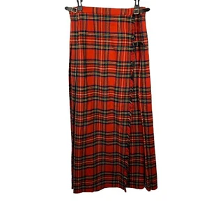 Plaid Tartan Maxi Skirt Wool Sz S 28W x 41L Academia Laird Portch Goth Punk - Imagen 1 de 13