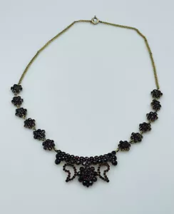 Antique Victorian Gold Filled Bohemian Red Garnet Necklace - Picture 1 of 11