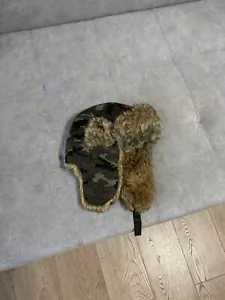 Vintage Military Hype Trapper Hat Fur Fuzzy Y2K USA Ushanka Glamour Wool Style - Picture 1 of 6