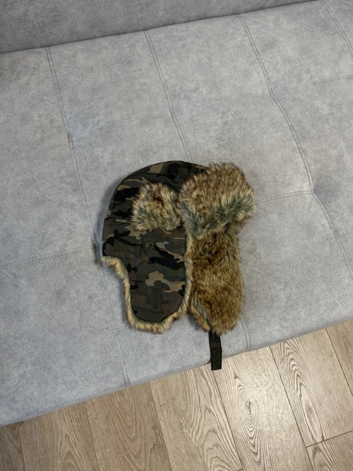 Vintage Military Hype Trapper Hat Fur Fuzzy Y2K USA Ushanka Glamour Wool Style - Image 1 of 4
