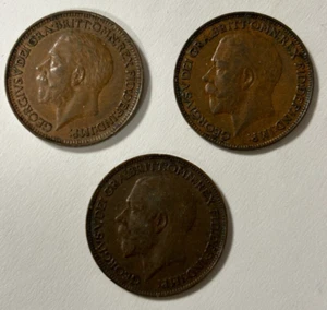1924, 1925, & 1928 Farthing Great Britain - Picture 1 of 2
