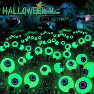 6 Pack 36 LED Halloween Decorations Outdoor Solar Eyeball Lights Waterproof - Picture 1 of 6