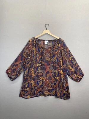 Jaclyn Smith женщин коричневый блузка с длинным рукавом декольте размер X-Large - Изображение 1 из 4