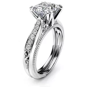 2.50Ct Princess Cut Diamond Engagement Wedding Ring 14K White Gold Over Size J-T - Picture 1 of 5
