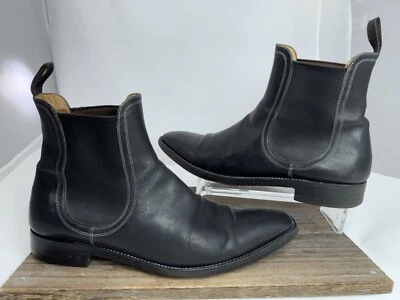 Santoni Hombres Cuero Negro Chelsea Botas al Tobillo EE. UU. 11 Elegantes Lujo Italia Foto 1 de 4