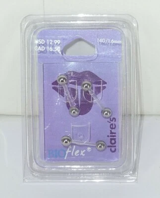 Barra Lengua Claire's Poste Acero Inoxidable Bio Flex 14G/1.6mm Nueva  Foto 1 de 3