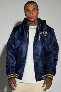 NFL Apparel Los Angeles Rams Hooded Bomber Hoodie Jacket Size 3XL Navy - Picture 1 of 5