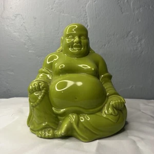 Home Decor Happy Sitting Green Buddha, With Prayer Beads Excellent Condition - Picture 1 of 4