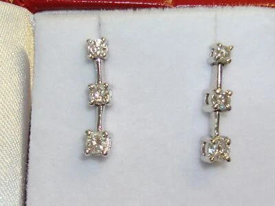 HERMOSO ZEI ORO MACIZO 14K APROX. PENDIENTES DE DIAMANTES 1/2 CTW! Foto 1 de 4