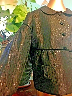 CHAQUETA DE CÓCTEL NEGRA ANNE KLEIN TERCIOPELO METÁLICO FIESTA NUEVA Boho Lux ¡NUEVA! 10 P Foto 1 de 4