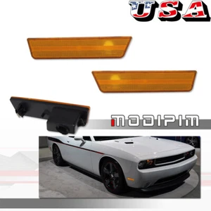 Pair Amber Lens Front Side Marker Light Reflector For 2008-2014 Dodge Challenger - Picture 1 of 8