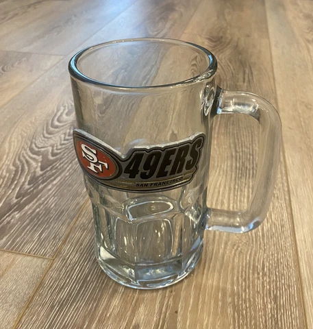 VTG San Francisco 49ers SF Enamel Pewter Logo Heavy Glass Beer Mug Cup Anchor Cover