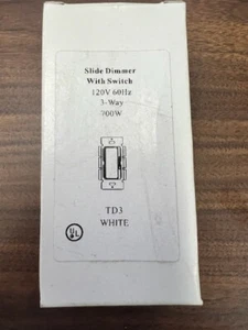 120V 60Hz 700W 3-Way Decorator Linear Slide Dimmer with Switch - Model: TD3 Whit - Picture 1 of 8