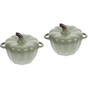 Set of 2 Kürbis-Dessert-Schalen Kind Kürbisdose Mit Deckel Kürbiskuppenschalen - Bild 1 von 12