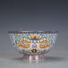Old Chinese Porcelain Enamel Color Painted Tangled Lotus Deer Fish Bowl