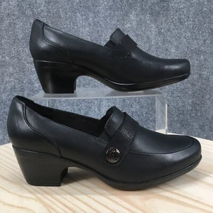 Clarks Shoes Womens 9.5 M Emily Andria Slip On Heels Loafer 261549064 Black - Picture 1 of 15