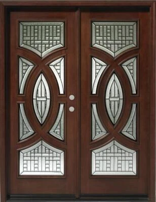 ¡¡¡Gran venta!!!!Puerta delantera de madera maciza de caoba precolgada y acabada DMH7588-5 Foto 1 de 4