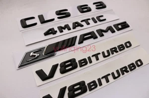 Black CLS 63 + S AMG + V8 BITURBO Trunk Emblem Badge Sticker for Mercedes Benz - Picture 1 of 8