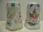 Vintage hand made White bisque porcelain Floral Pattern Salt and Pepper Shakers.