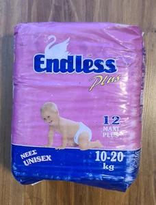 Vintage 00s Greece Diapers Endless Plus Unisex 12 nappies 10-20 kgs NEW UNOPENED - Picture 1 of 6