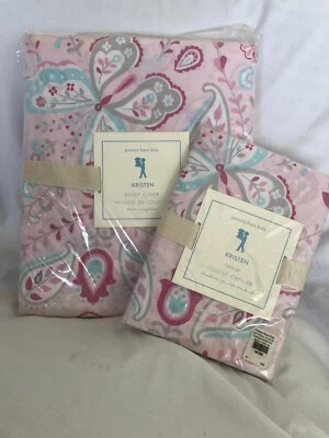 Edredón doble Pottery Barn Kids rosa Kristen hojas de cachemira y farsa estándar nuevo con etiquetas NLA Foto 1 de 4