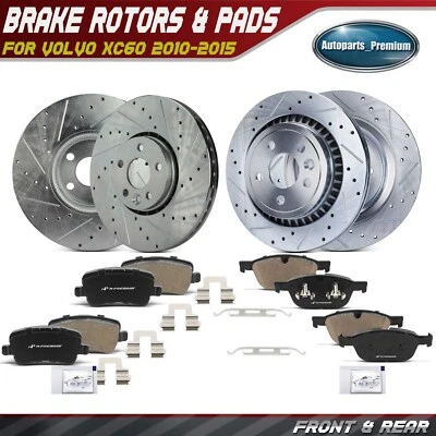 12x Rotor perforado delantero y trasero izquierdo y derecho y pastillas de freno para Volvo XC60 2010-2015 Foto 1 de 4