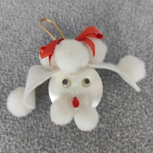 Vintage Spun Silk Ball Dog Poodle Puppy Christmas Ornament Felt Pom Pom 3” Ball - Picture 1 of 8